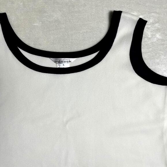 Misook Minimalist Tank Women's L Elegant Black on White Quiet Luxury Great Feel - Picture 2 of 8